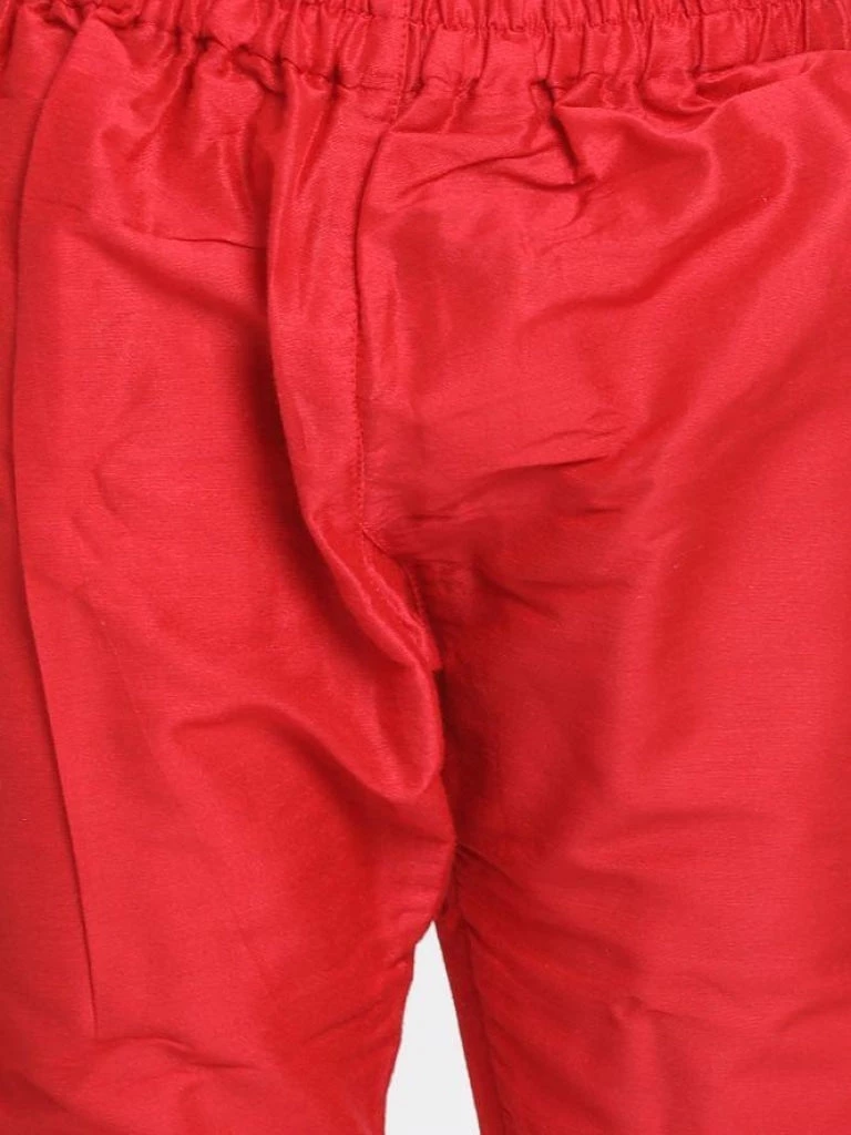 JBN Creation Boys' Red Cotton Silk Blend Kurta And Pyjama Set 7 JBN Creation Boys' Red Cotton Silk Blend Kurta And Pyjama Set