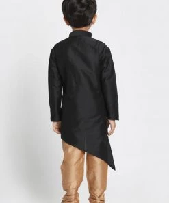 JBN Creation Boys' Black Cotton Silk Blend Kurta And Pyjama Set