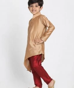 JBN Creation Buy 1 Get 1 Boys' Gold Cotton Silk Blend Kurta And Pyjama Set