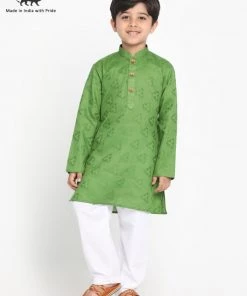JBN Creation Boys Self Design Kurta And Pyjama Set