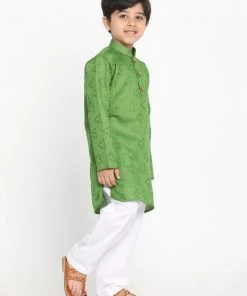 JBN Creation Boys Self Design Kurta And Pyjama Set