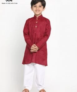 JBN Creation Boys Self Design Kurta And Pyjama Set