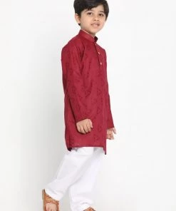 JBN Creation Boys Self Design Kurta And Pyjama Set