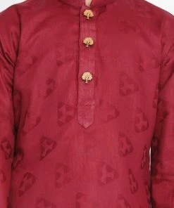 JBN Creation Boys Self Design Kurta And Pyjama Set