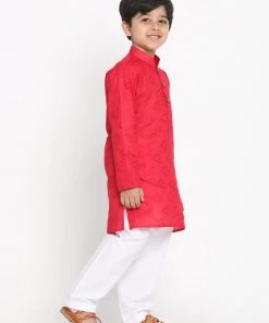 JBN Creation Boys Self Design Kurta And Pyjama Set