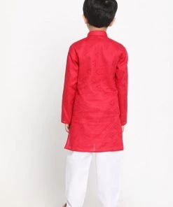 JBN Creation Boys Self Design Kurta And Pyjama Set