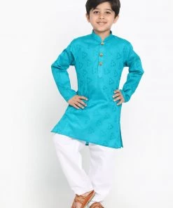 JBN Creation Boys Blue Kurta And Pyjama Set