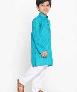 JBN Creation Boys Blue Kurta And Pyjama Set
