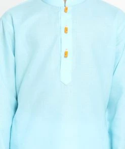 JBN Creation Boys Aqua Blue Solid Kurta