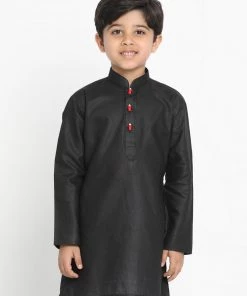 Kurta Pyjama Vastramay Black Cotton Baap Beta Kurta