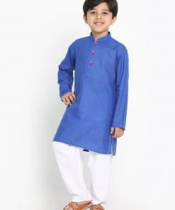JBN Creation Boys Blue Solid Kurta