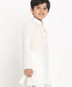 JBN Creation Boys Cream Solid Kurta