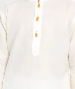 JBN Creation Boys Cream Solid Kurta
