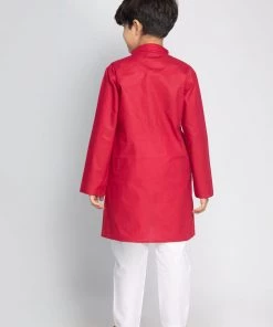 Vastramay Maroon And White Baap Beta Kurta And Pyjama Set Kurta Pyjama