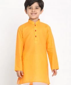 JBN Creation Boys Orange Solid Kurta