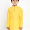 JBN Creation Boys Yellow Solid Kurta