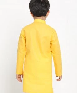JBN Creation Boys Yellow Solid Kurta