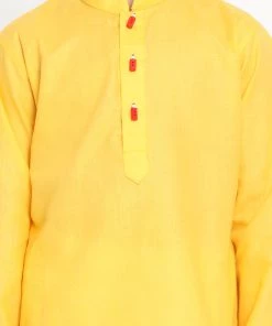 JBN Creation Boys Yellow Solid Kurta