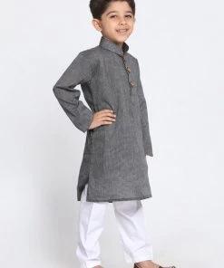 JBN Creation Boys Black Cotton Kurta And Pyjama Set