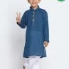 JBN Creation Boys Blue Cotton Kurta And Pyjama Set