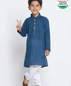 JBN Creation Boys Blue Cotton Kurta And Pyjama Set