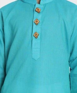 JBN Creation Boys Light Blue Cotton Kurta And Pyjama Set
