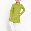 JBN Creation Boys Green Cotton Kurta And Pyjama Set