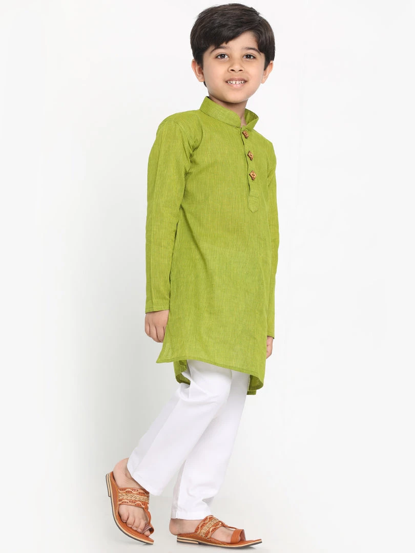JBN Creation Boys Green Cotton Kurta And Pyjama Set 4 JBN Creation Boys Green Cotton Kurta And Pyjama Set