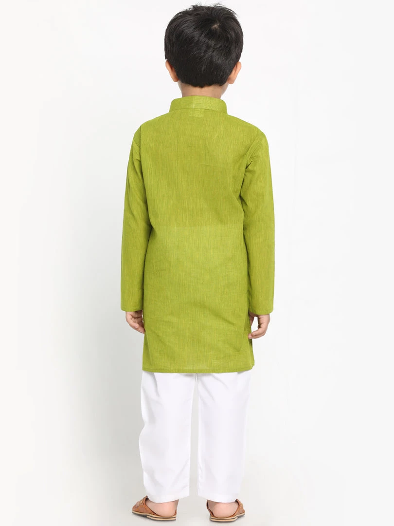 JBN Creation Boys Green Cotton Kurta And Pyjama Set 6 JBN Creation Boys Green Cotton Kurta And Pyjama Set