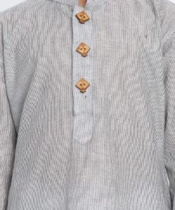JBN Creation Boys Grey Cotton Kurta And Pyjama Set