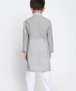 JBN Creation Boys Grey Cotton Kurta And Pyjama Set