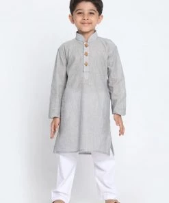 JBN Creation Boys Grey Cotton Kurta And Pyjama Set