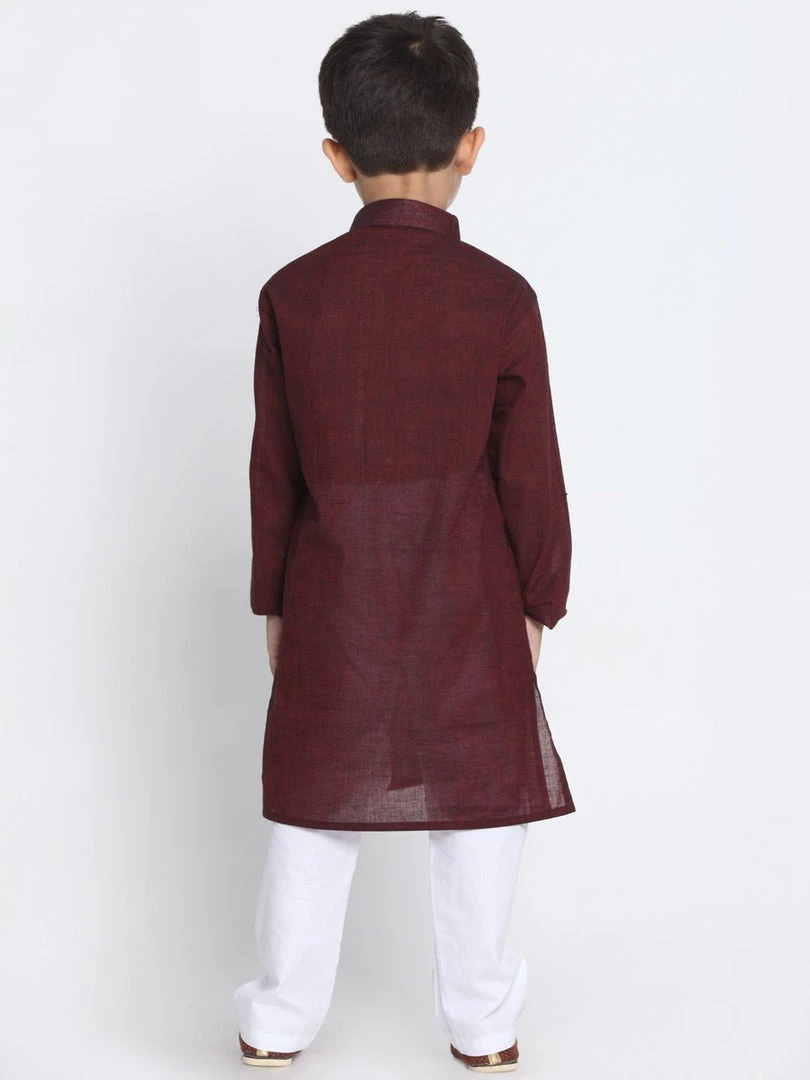 JBN Creation Boys Maroon Cotton Kurta And Pyjama Set 6 JBN Creation Boys Maroon Cotton Kurta And Pyjama Set