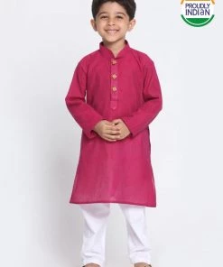 JBN Creation Boys Purple Cotton Kurta And Pyjama Set