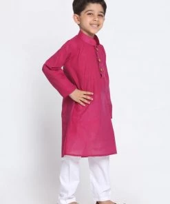 JBN Creation Boys Purple Cotton Kurta And Pyjama Set