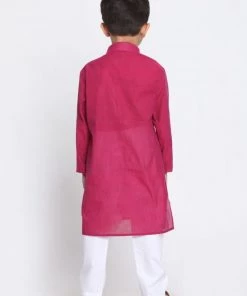 JBN Creation Boys Purple Cotton Kurta And Pyjama Set