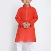 JBN Creation Boys Red Cotton Kurta And Pyjama Set