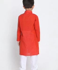 JBN Creation Boys Red Cotton Kurta And Pyjama Set 12 JBN Creation Boys Red Cotton Kurta And Pyjama Set