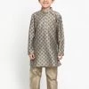 JBN Creation Boys' Chiku Cotton Blend Kurta And Pyjama Set
