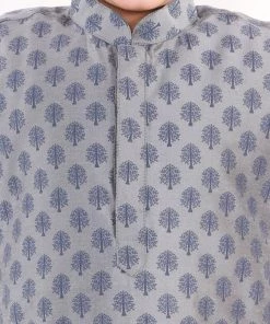 JBN Creation Boys' Grey Cotton Blend Kurta And Pyjama Set