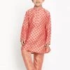 JBN Creation Boys' Pink Cotton Blend Kurta And Pyjama Set
