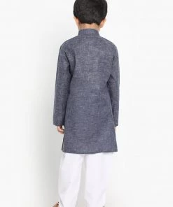 JBN Creation Boys' Grey Cotton Blend Kurta And Pyjama Set Buy 1 Get 1