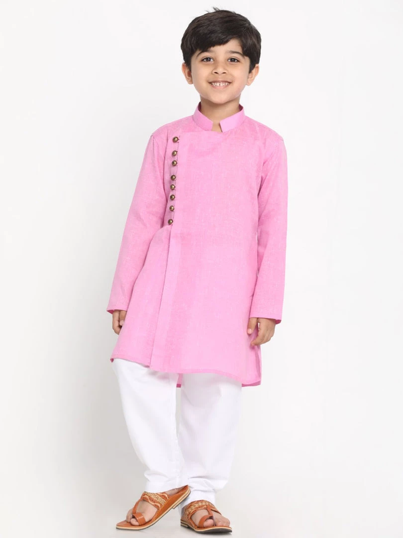 JBN Creation Boys' Pink Cotton Blend Kurta And Pyjama Set Buy 1 Get 1 3 JBN Creation Boys' Pink Cotton Blend Kurta And Pyjama Set Buy 1 Get 1