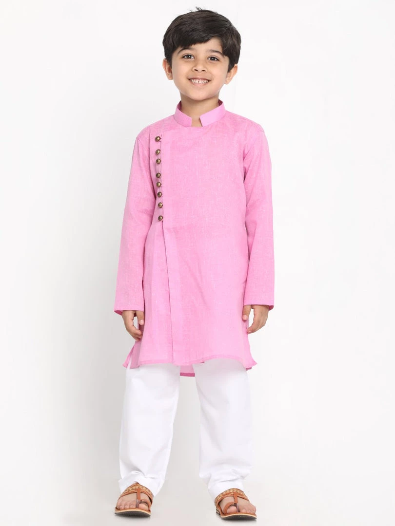 JBN Creation Boys' Pink Cotton Blend Kurta And Pyjama Set Buy 1 Get 1 8 JBN Creation Boys' Pink Cotton Blend Kurta And Pyjama Set Buy 1 Get 1