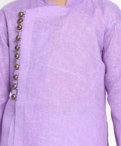 JBN Creation Boys' Lavender Cotton Blend Kurta And Pyjama Set Buy 1 Get 1