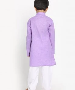 JBN Creation Boys' Lavender Cotton Blend Kurta And Pyjama Set Buy 1 Get 1