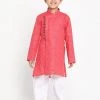 JBN Creation Boys' Red Cotton Blend Kurta And Pyjama Set Buy 1 Get 1 2 JBN Creation Boys' Red Cotton Blend Kurta And Pyjama Set Buy 1 Get 1