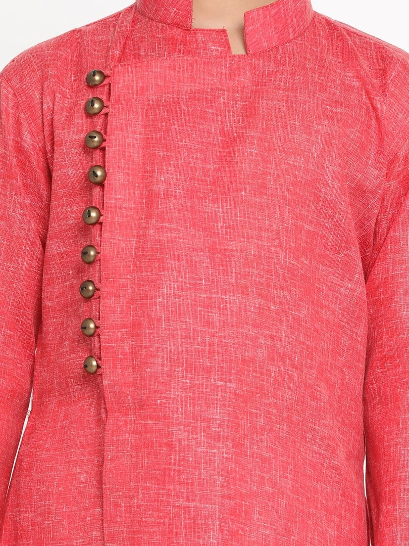 JBN Creation Boys' Red Cotton Blend Kurta And Pyjama Set Buy 1 Get 1 5 JBN Creation Boys' Red Cotton Blend Kurta And Pyjama Set Buy 1 Get 1