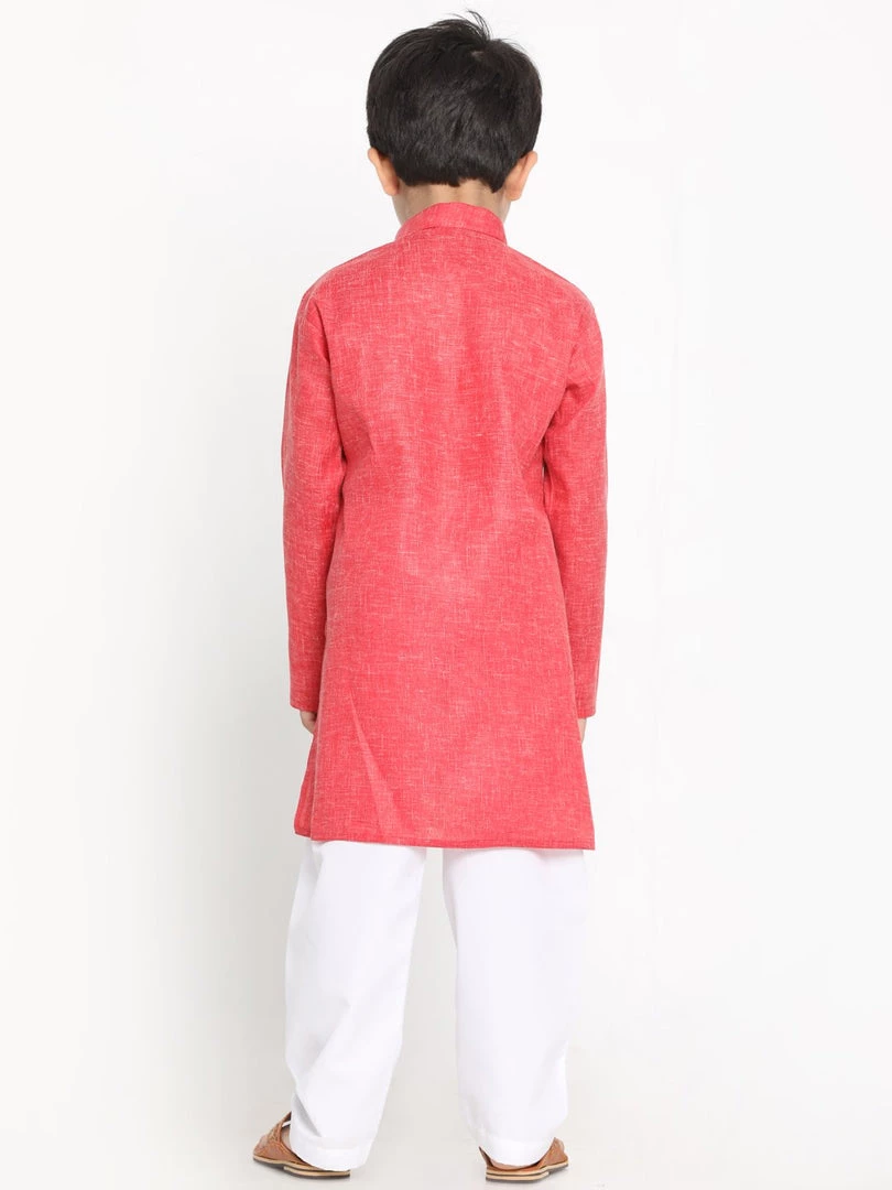 JBN Creation Boys' Red Cotton Blend Kurta And Pyjama Set Buy 1 Get 1 6 JBN Creation Boys' Red Cotton Blend Kurta And Pyjama Set Buy 1 Get 1