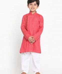 JBN Creation Boys' Red Cotton Blend Kurta And Pyjama Set Buy 1 Get 1 14 JBN Creation Boys' Red Cotton Blend Kurta And Pyjama Set Buy 1 Get 1